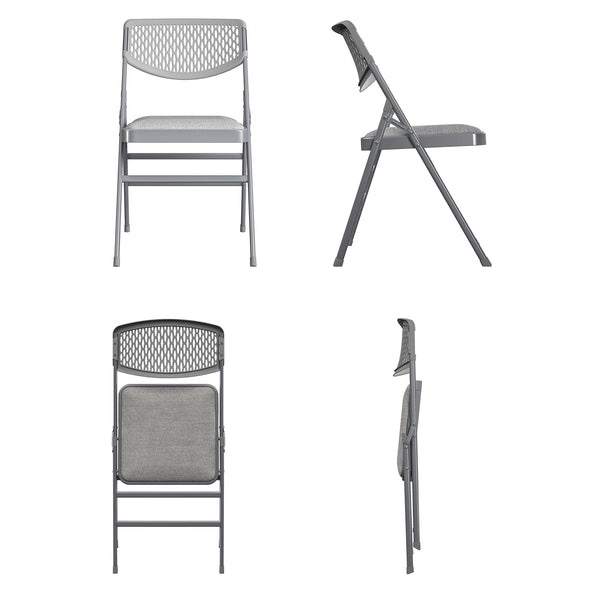 COSCO Ultra Comfort Commercial Fabric and Resin Mesh Folding Chair, ANSI/BIFMA Rated - Gray - 4-Pack