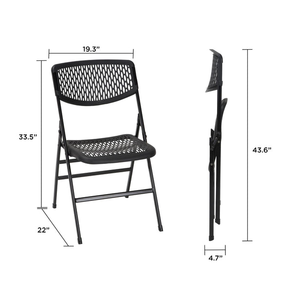 COSCO Commercial Resin Mesh Folding Chair - Black - 2-Pack