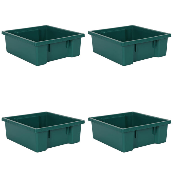 Storage Bin, Small, Polypropylene, Set of 4 (4" x 10.3" x 11" ea) - Green - N/A