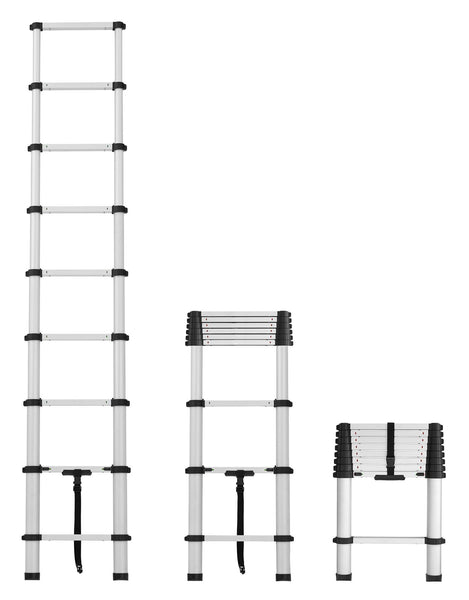 Step Ladder, Telescoping, 12'  - Silver - N/A