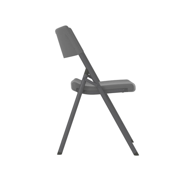 Commercial Resin Folding Chair with Steel Frame - Gray - 4-Pack