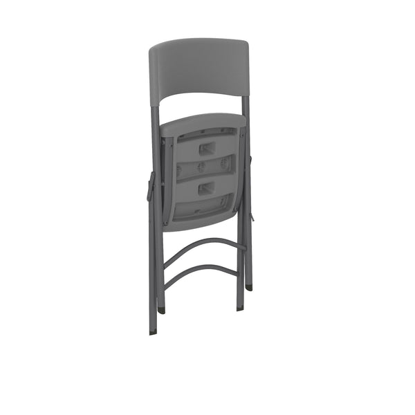 Commercial Resin Folding Chair with Steel Frame - Gray - 4-Pack