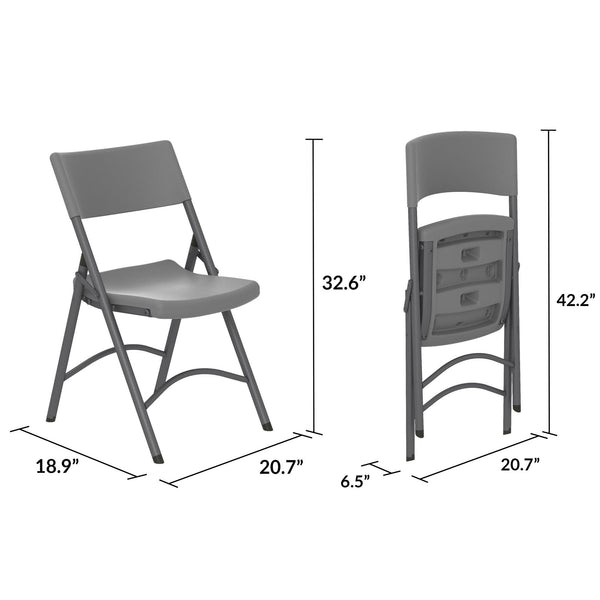 Commercial Resin Folding Chair with Steel Frame - Gray - 4-Pack