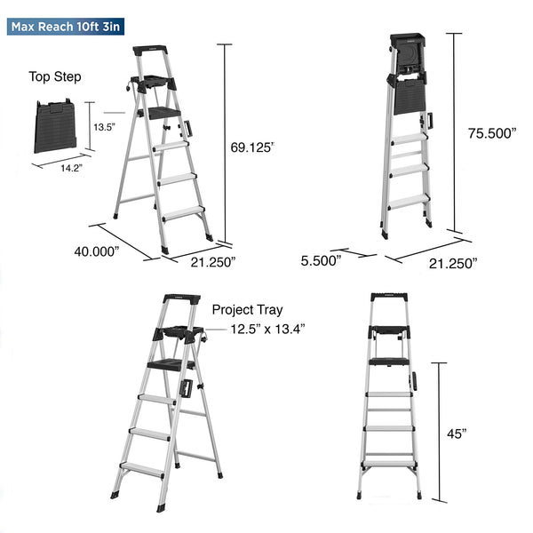COSCO Signature Series Step Position Ladder - Graphite Grey - 3 Step 