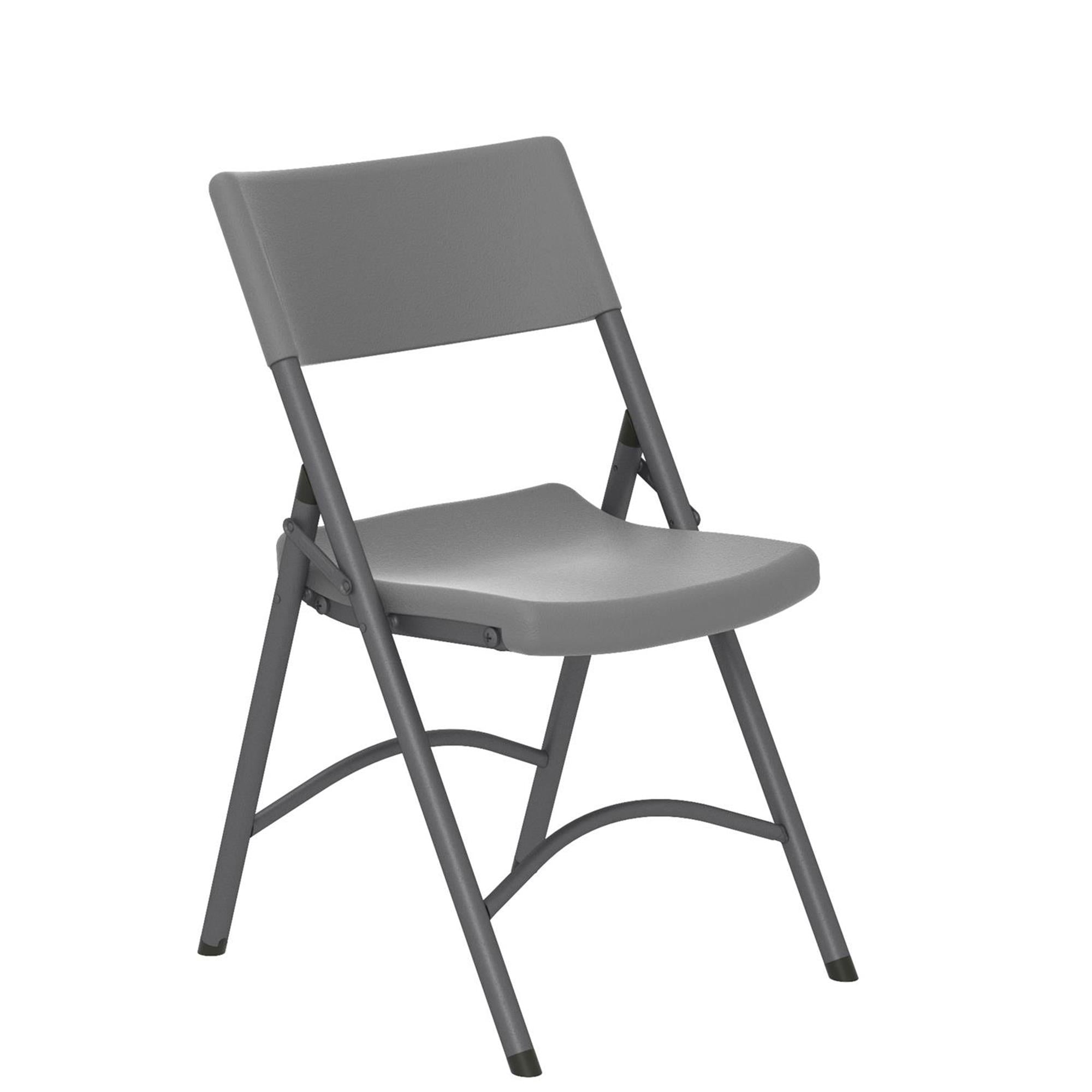 Commercial Resin Folding Chair with Steel Frame - Gray - 4-Pack