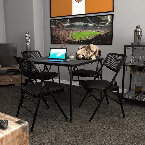 COSCO Ultra Comfort Commercial Fabric and Resin Mesh Folding Chair, ANSI/BIFMA Rated - Black - 4-Pack