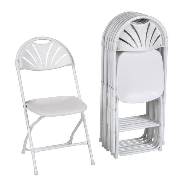 Banquet Resin Stacking Folding Chair with Fanback - White - 8-Pack