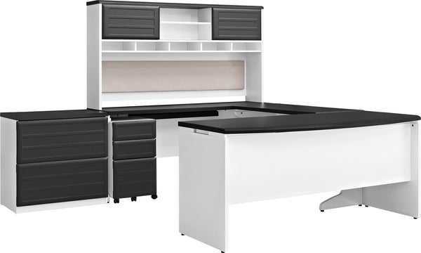 Bridgeport Commercial V-2 U-Shaped Desk with Hutch Bundle - Gray - N/A