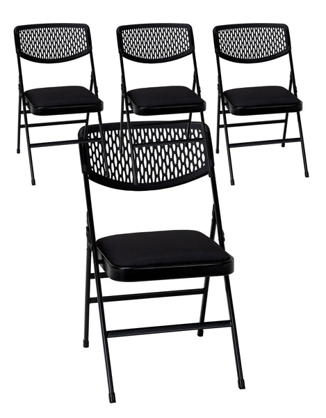 COSCO Ultra Comfort Commercial Fabric and Resin Mesh Folding Chair, Multiple Colors and Pack Sizes Available - Gray - 2-Pack