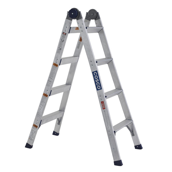 Step Ladder, 8 Step, 2 in 1, 12', Commercial - Silver Metallic - N/A