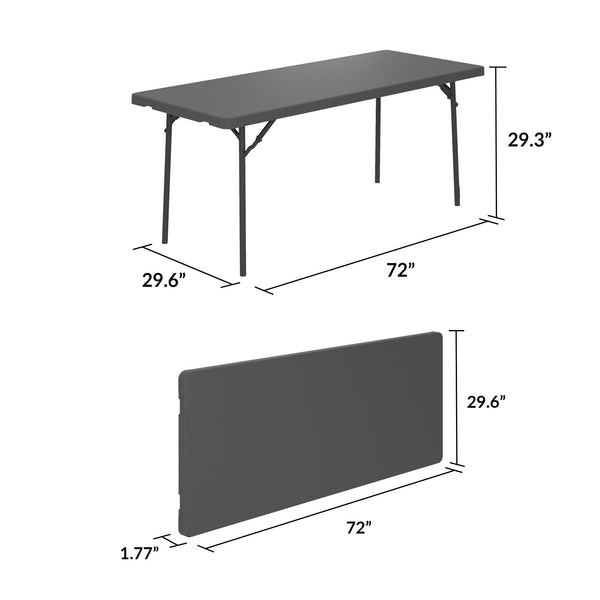 ZOWN Classic 6’ Commercial Blow Mold Folding Table - Gray - 1-Pack