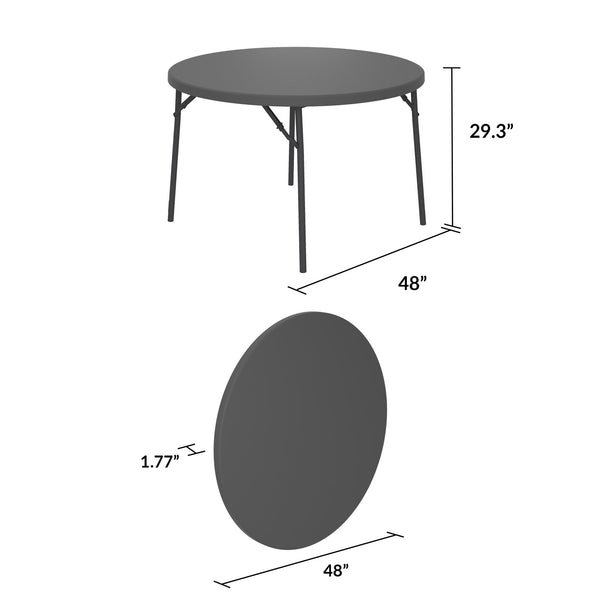 ZOWN Classic 48” Round Blow Mold Folding Table - Gray - 1-Pack