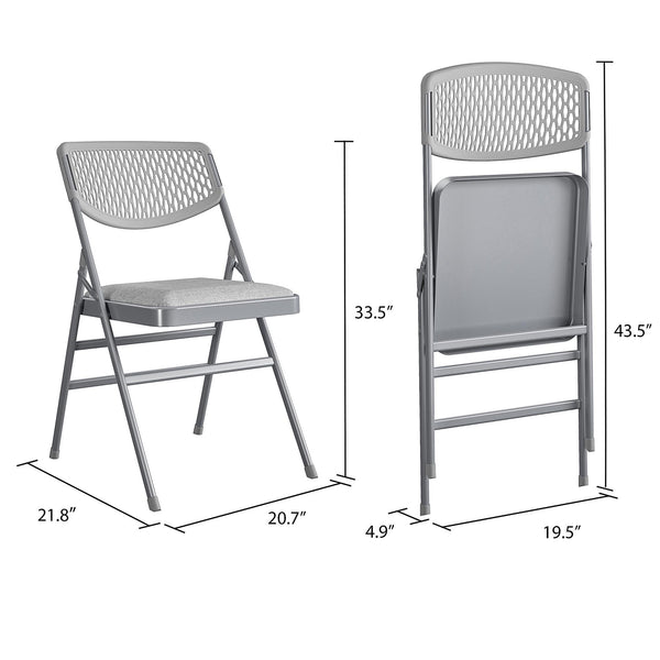 COSCO Ultra Comfort Commercial Fabric and Resin Mesh Folding Chair, ANSI/BIFMA Rated - Gray - 4-Pack