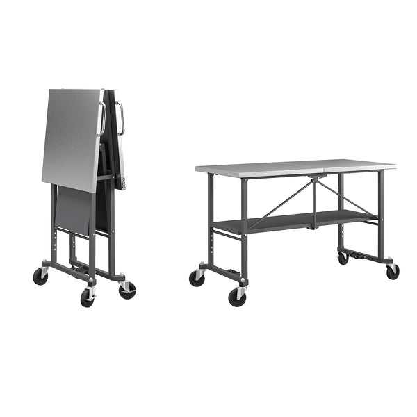 COSCO SmartFold Stainless Steel Folding Workbench - Dark Gray - 1-Pack
