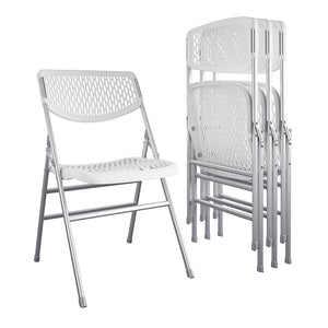 COSCO Commercial Resin Mesh Folding Chair - White - 4-Pack