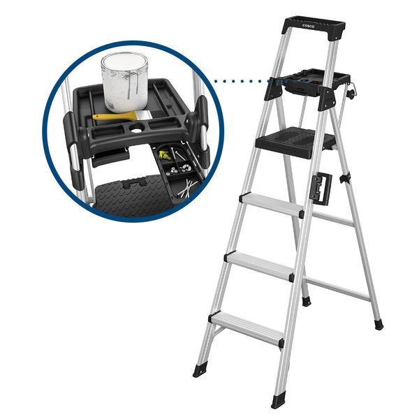COSCO Signature Series Step Position Ladder - Aluminum/Black - 3 Step 