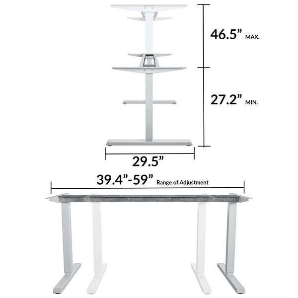 BRIDGEPORT Electric Desk Frame - Silver - 1-Pack