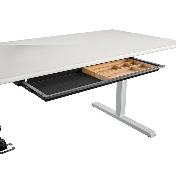 E-Lift Pro-Desk V1 with 72“ Top, Drawer & Management cable chain and tray - White - N/A