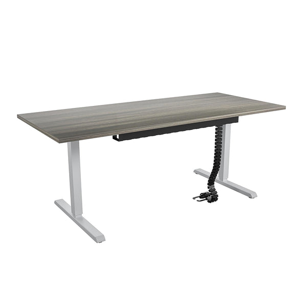 E-Lift Pro-Desk V1 with 72“ Top, Drawer & Management cable chain and tray - Silver - N/A