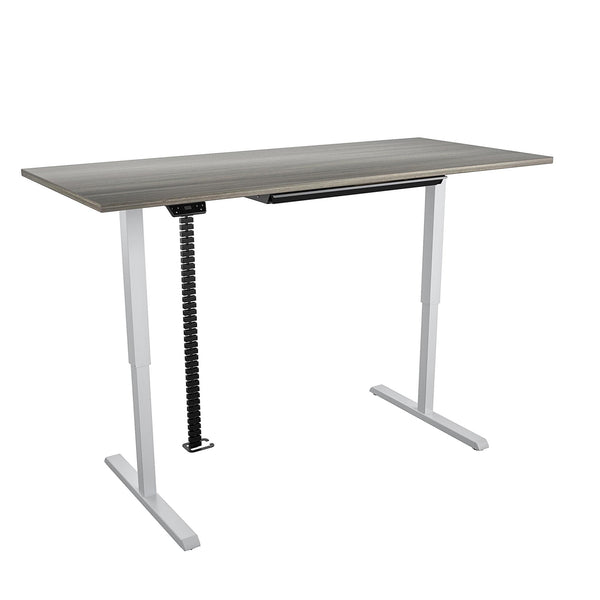 E-Lift Pro-Desk V1 with 72“ Top, Drawer & Management cable chain and tray - Silver - N/A