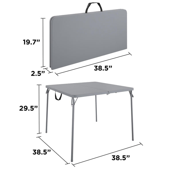 COSCO XL 38.5" Fold-in-Half Card Table w/ Handle, Gray, Indoor & Outdoor, Wheelchair Accessible - Gray - 1-Pack