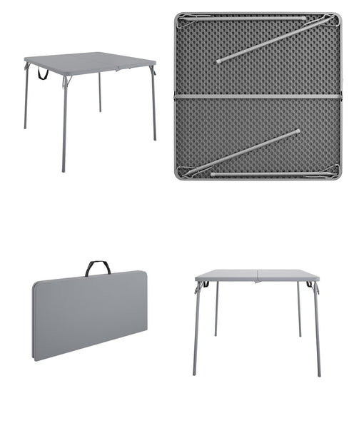 COSCO XL 38.5" Fold-in-Half Card Table w/ Handle, Gray, Indoor & Outdoor, Wheelchair Accessible - Gray - 1-Pack