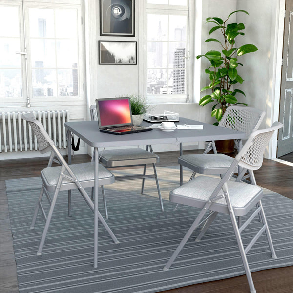 COSCO XL 38.5" Fold-in-Half Card Table w/ Handle, Gray, Indoor & Outdoor, Wheelchair Accessible - Gray - 1-Pack
