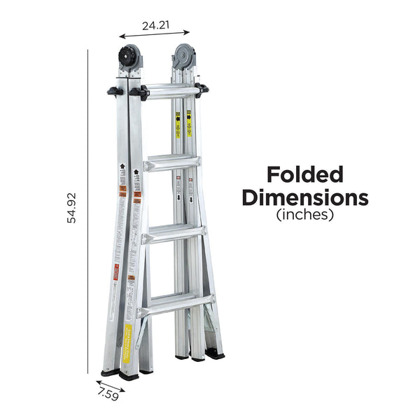 COSCO Aluminum Articulating Multi-Position Ladder - Gray (Solid) - 17'