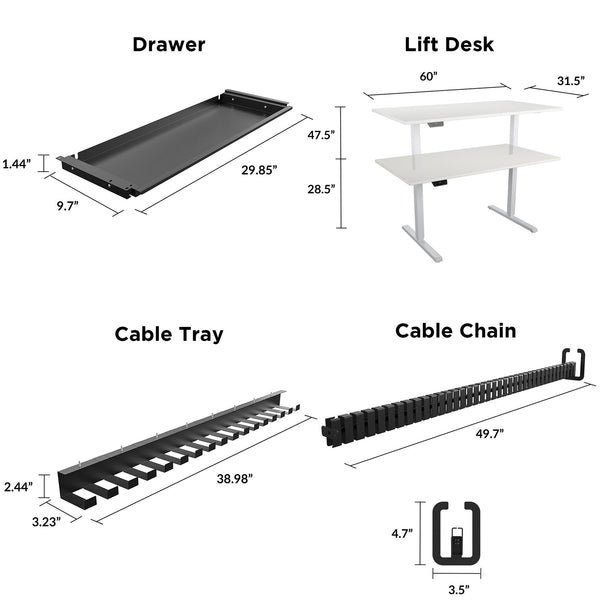 60" BRIDGEPORT Pro-Desk: The Entrepreneur - White - 5’ Straight