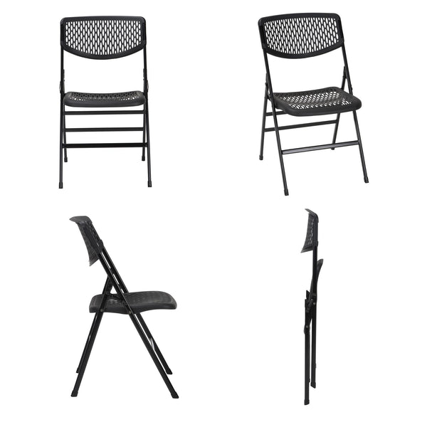 COSCO Commercial Resin Mesh Folding Chair - Black - 4-Pack