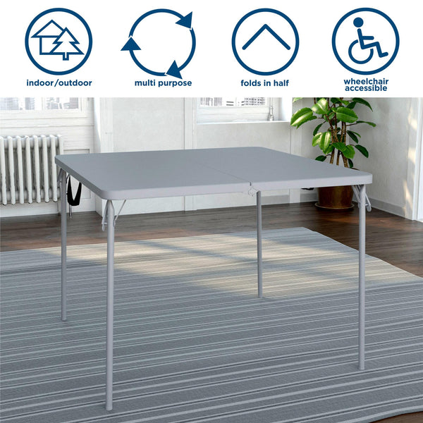 COSCO XL 38.5" Fold-in-Half Card Table w/ Handle, Gray, Indoor & Outdoor, Wheelchair Accessible - Gray - 1-Pack