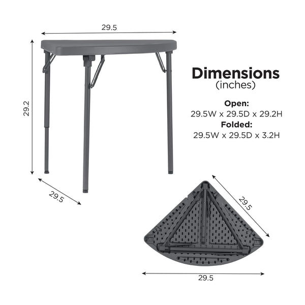 ZOWN Folding Table, Resin, Corner Angle shape, 2 pack - Gray - 2-Pack