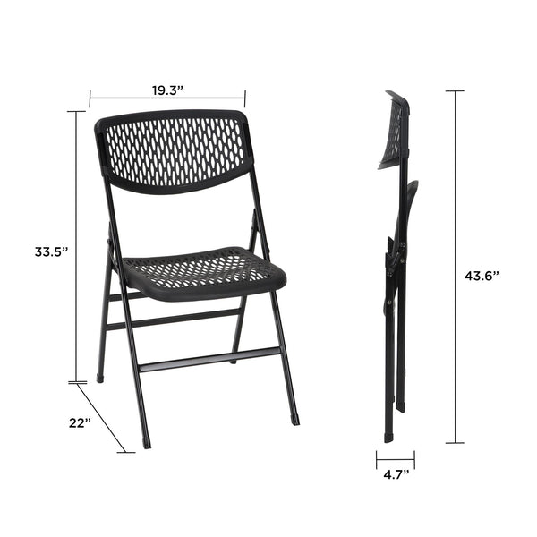 COSCO Commercial Resin Mesh Folding Chair - Black - 4-Pack