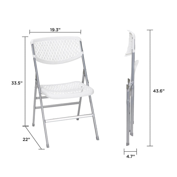 COSCO Commercial Resin Mesh Folding Chair - White - 4-Pack