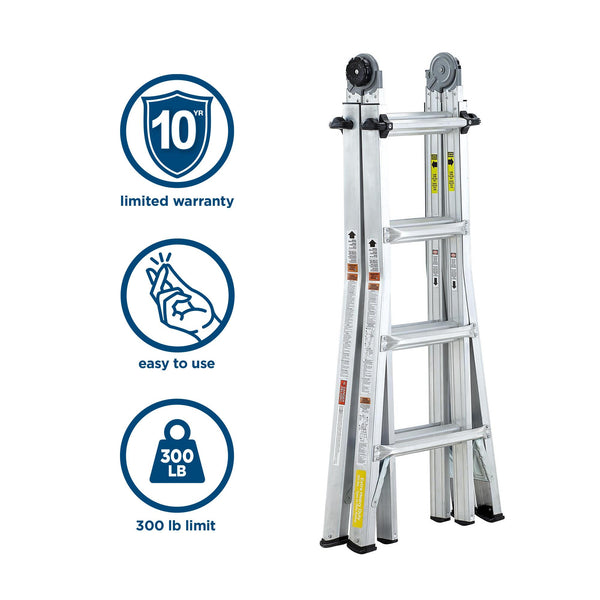 COSCO Aluminum Articulating Multi-Position Ladder - Gray (Solid) - 18ft