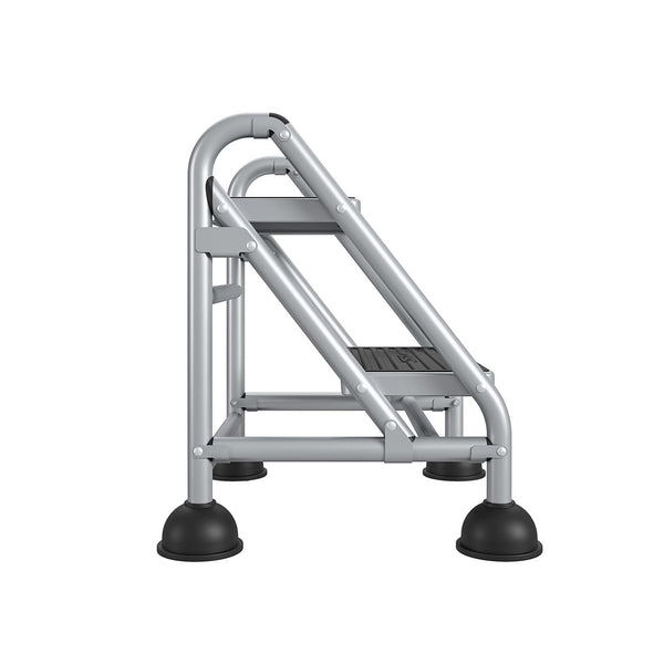COSCO Commercial 2 Step Rolling Step Ladder - Grey/Grey/Blue