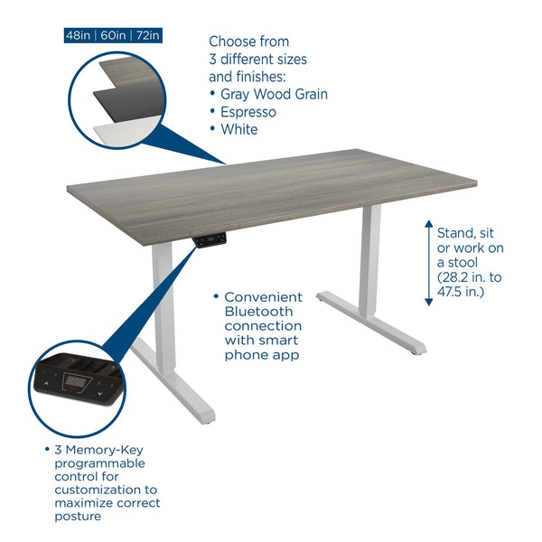48" BRIDGEPORT Pro-Desk - Gray (Wood Grain) - 4’ Straight