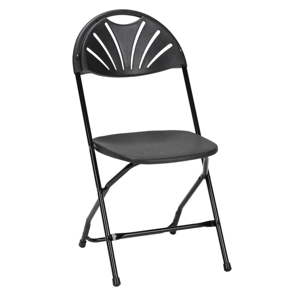 ZOWN Classic Banquet Resin Stacking Folding Chair with Fanback - Black - 8-Pack