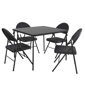 BRIDGEPORT Big & Tall 5-Piece Folding Table & Comfort Fabric Folding Chair Set - Black - 1-Pack