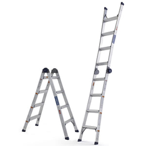 COSCO 2-in-1 Step and Extension Ladder - Silver Metallic - N/A