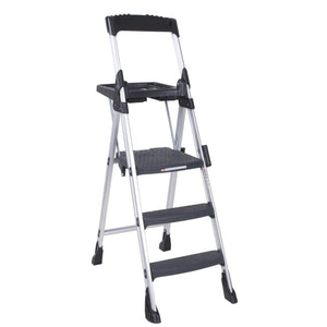 COSCO 3-Step Work Platform Step Stool - Aluminum/Black - N/A