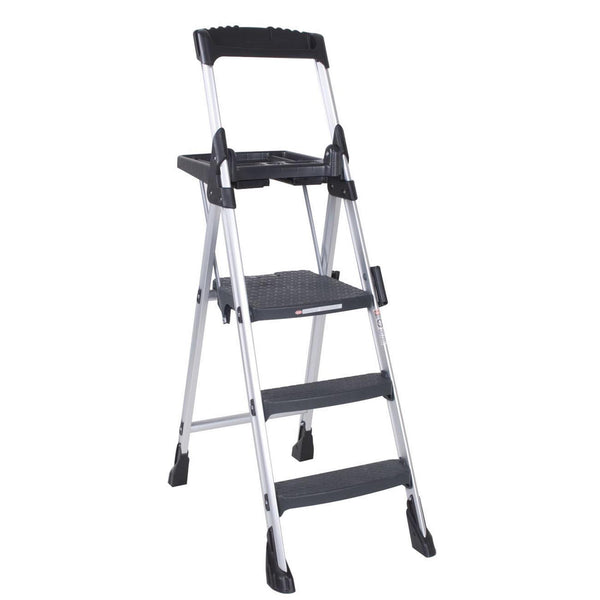 COSCO 3-Step Work Platform Step Stool - Aluminum/Black - N/A