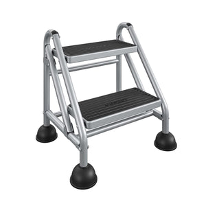 COSCO Commercial 2 Step Rolling Step Ladder - Grey/Grey/Blue