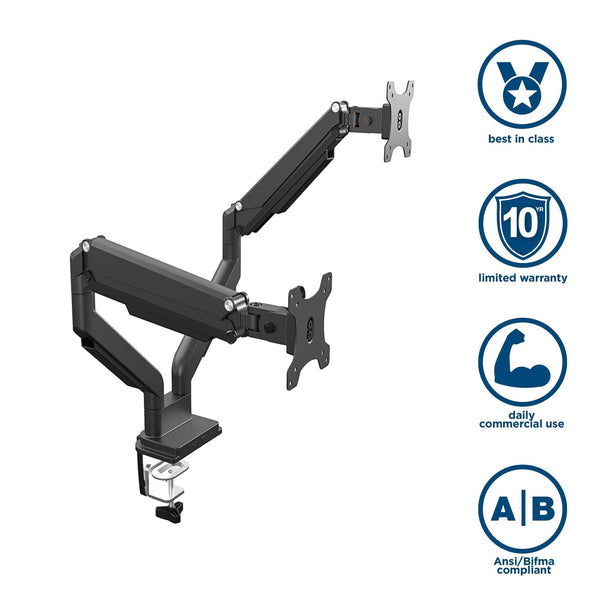 BRIDGEPORT Dual Monitor Arm - Black - 1-Pack