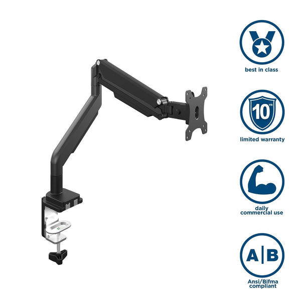 BRIDGEPORT Single Monitor Arm - Black - 1-Pack