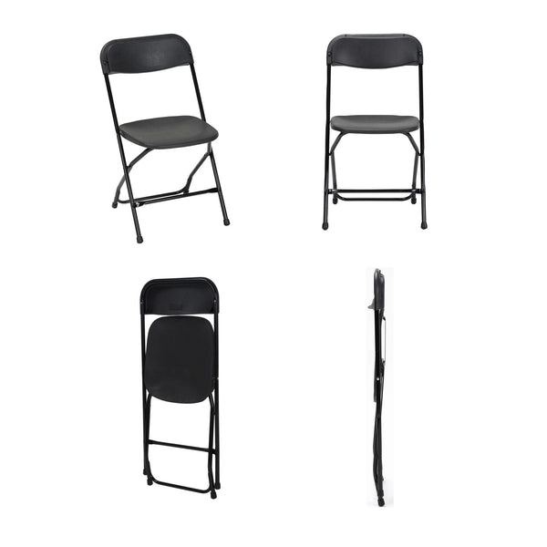 Banquet Resin Stacking Folding Chair - Black - 8-Pack