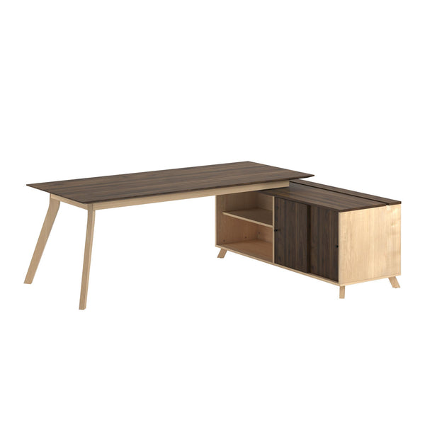 Bridgeport Commercial V-1 L-Shape Desk - Walnut - N/A