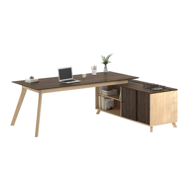 Bridgeport Commercial V-1 L-Shape Desk - Walnut - N/A