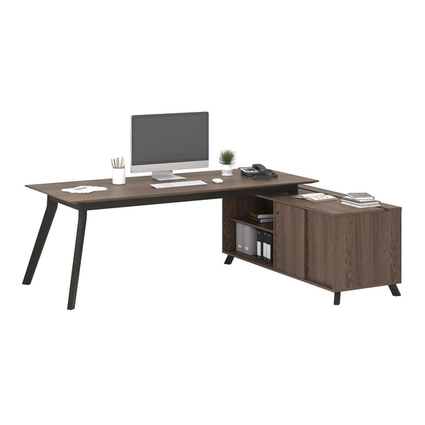 Bridgeport Commercial V-1 L-Shape Desk - Medium Brown - N/A