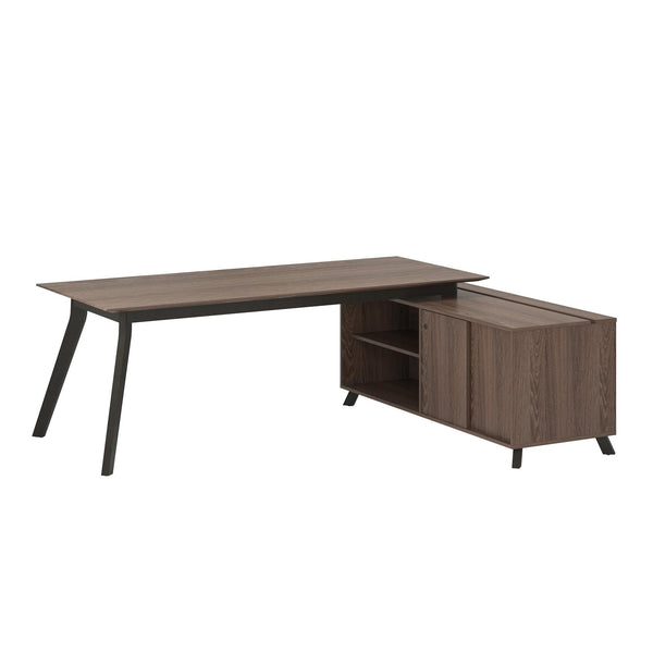 Bridgeport Commercial V-1 L-Shape Desk - Medium Brown - N/A